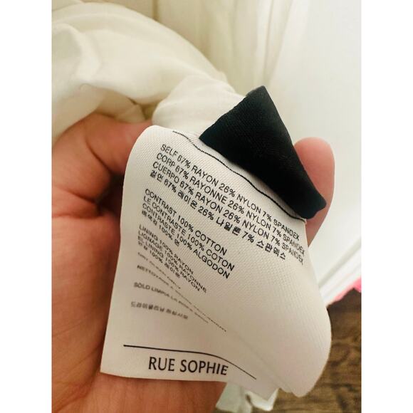 RUE SOPHIE Off White Square Neckline Flowy Skirt Midi Dress Size Extra Small - Picture 7 of 14